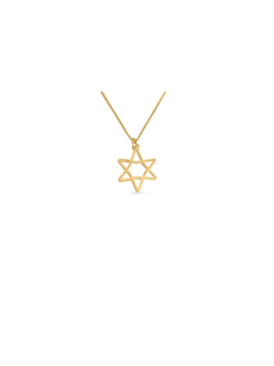 שרשרת זהב חלול מגן דוד פשוט, מתנות חתונה יהודיות, ישר